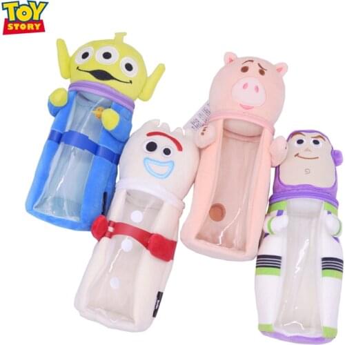 Disney Toy Story Woody and Buzz cute large-capacity stationery bag pupil pencil bag cartoon stationery box plush storage bag