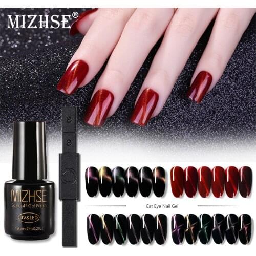 MIZHSE 5D Magnet Cat Eye Nails Gel Polish Hybrid Varnish Semi Permanent Nails Lacquer Base Top With Strong Magnetic Board
