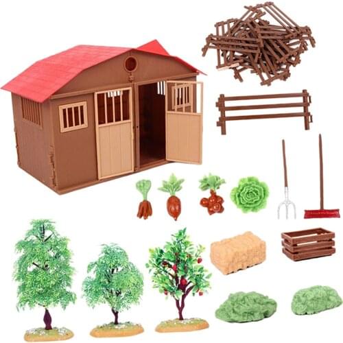 Simulation DIY Farm Model Miniatures House Trees Educational Decor Props