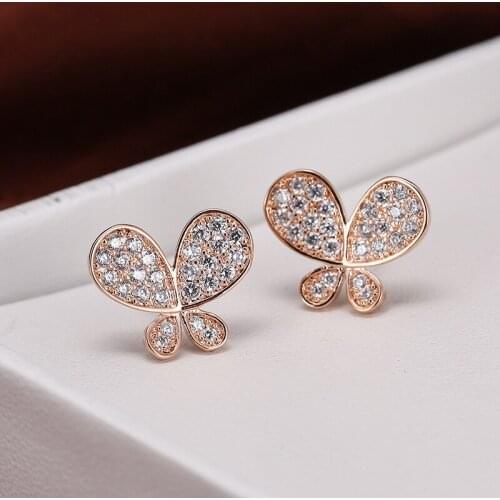 DE232 Fashion Street Snap Delicacy 4A Zircon Butterfly Geometry Ear Stud GIRLS Gift Party Banquet WOMENS Jewelry Earrings 2021