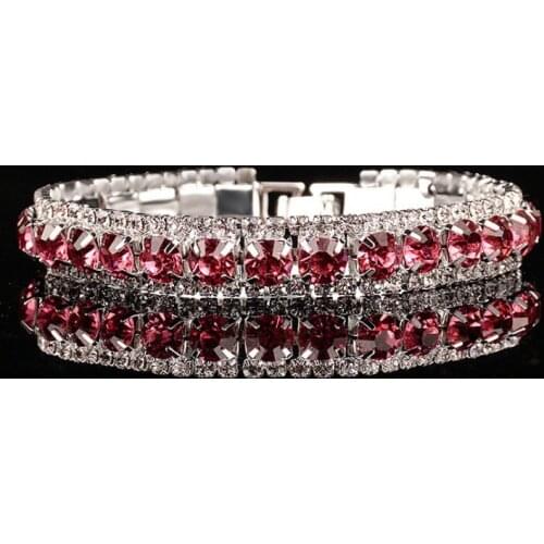 Fashion Crystal Bracelet Ladies Fine Pink Bracelet Bridal Jewelry