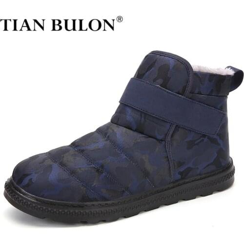 Men Boots Warm Plush Men Snow Boots Lightweight Winter Shoes Waterproof Winter Cotton Shoes Unisex Ankle Winter Boots Size 36-47