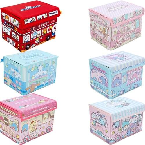 New Sanrio Accessories Anime Cartoon Kitty My Melody Cinnamoroll Cute Beauty Folding Home Storage Box With Lid For Kids Gifts