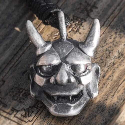 Solid 999 Sterling Silver handmade ghost mask punk mens pendant Charm jewelry A5678