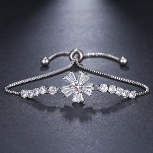 ORZTOON Vintage Silver Rose Gold Bracelets for Women Unusual Luxury Zircon Flower Bracelet Trendy Female Jewelry Party Gift 2021