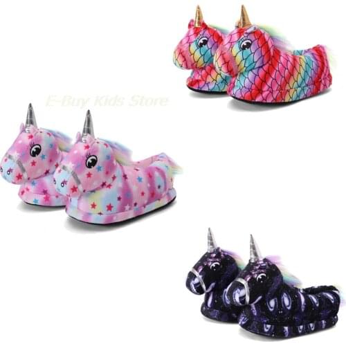 Cartoon Unicorn Pajamas Slippers for Children Baby Boys Toddler Girls Animal Cartoon Claw Oneise Indoor Winter Rainbow Shoes