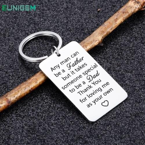 Fathers Day Birthday Key Chain Gifts for New Dad Step Dad Keyring Gifts Thank You for Loving Me As Your Own Wedding Key Ring