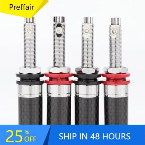 Preffair Rhodium Plated Tellurium Speaker Binding Post Female Banana Jack Connector Carbon Fiber Shielding HIFI Audio DIY Scr