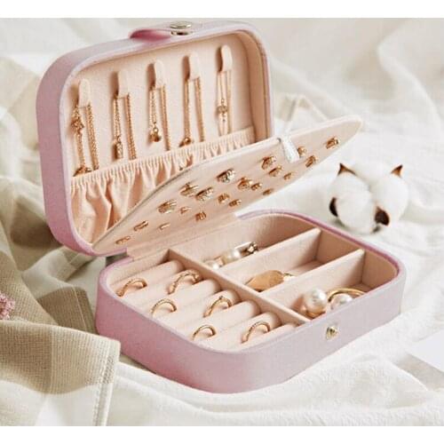 PU Ring Jewelry Box Case Earring Display Necklaces Travel Bracelet Portable Storage Organizer Storage Box