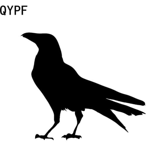 QYPF 14.5cm*12.5cm Cartoon Fun Animal Crow Bird Silhouette Car-styling Car Sticker Decal Black Silver Vinyl C15-1158