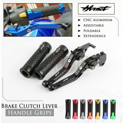 Motorcycle CNC Adjustable Foldable Brake Clutch Lever & Rubber Handle Grips for Honda CB599 CB600 CB900 HORNET 1998-2006