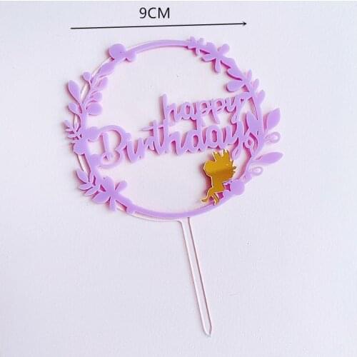 Happy Birthday Candy Color Cake Decorations Wreath Happy Birthday Cake Topper Acrylic Letter Cake Toppers Party Supplies