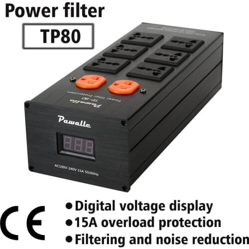 Pawalle tp80 power filter power socket anti surge overload protector voltage display