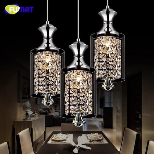 FUMAT LED Crystal Pendant Lamp Bar Dining Room Glass Lampshade Creative Personality Modern Lustre K9 Crystal Pendant Lights