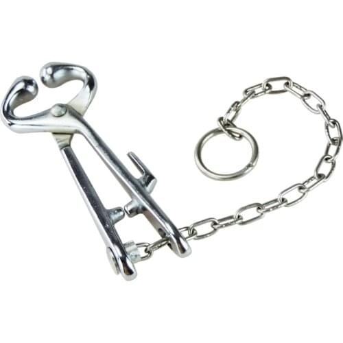 Uvet stainless steel Veterinary Bull nose Pliers Towing Cattle Nose ring with Iron chain Cattle nose perforation pliers