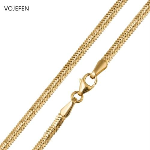VOJEFEN AU750 18k Real Gold Link Chain Necklace/Bracelet for Women Men, Wheat Chain/Rope Chain/Snake Chain Necklace Fine Jewelry