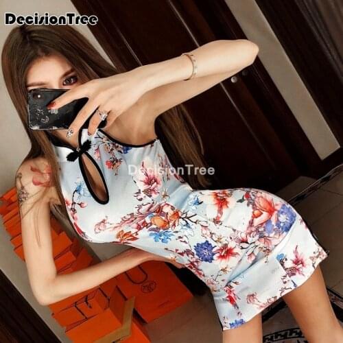 2021 chinese dress sleeveless sexy qipao dress high split women chinese style mandarin collar bodycon dress nightclub cheongsam