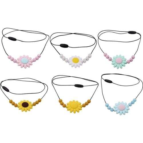 1pcs Silicone Flower Necklace Baby Teethers Food Grade Teething Beads Infant Chewable Necklaces Free Newborn Teething Toys