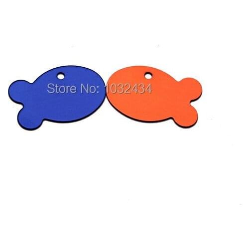 200 pcs/lot Fish Shape Dog Name Tags Pet ID Phone Number Address For Dog ID Tags Pendant Necklace