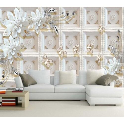 Custom dimensional relief jewelry flower European 3D wallpaper,living room TV sofa wall bedroom restaurant papel de parede