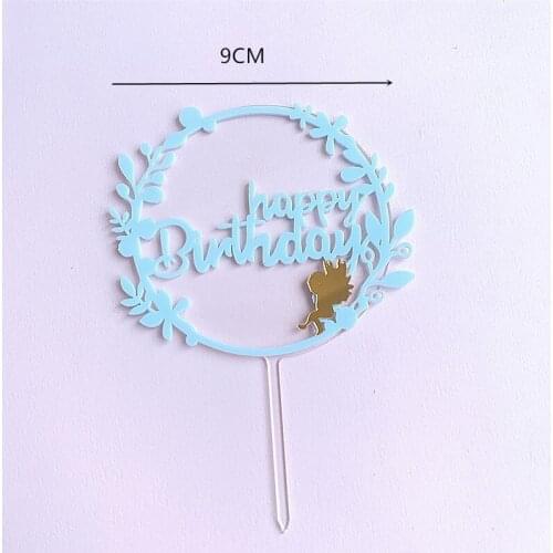 Flowers Acrylic Happy Birthday Cake Topper Colorful Cute Garland Angle Cake Topper For Kids Birthday Party Cake Decorations