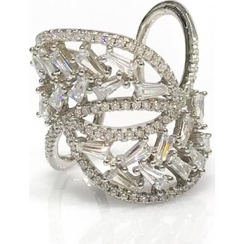 Baget Zircon Special Design Italian Silver Ring