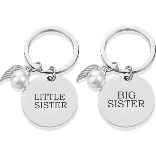 Big Sister Little Sister Keychain Women Bag Pendant Key Charm Car Keyring Sisters Jewelry Birthday Gift