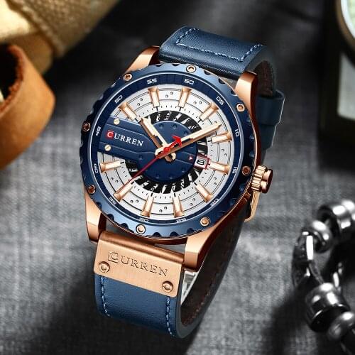 CURREN 8374 Mens Watches Waterproof Top Brand Luxury Calendar Male Watch men Leather Sport Military Wristwatch Dropship