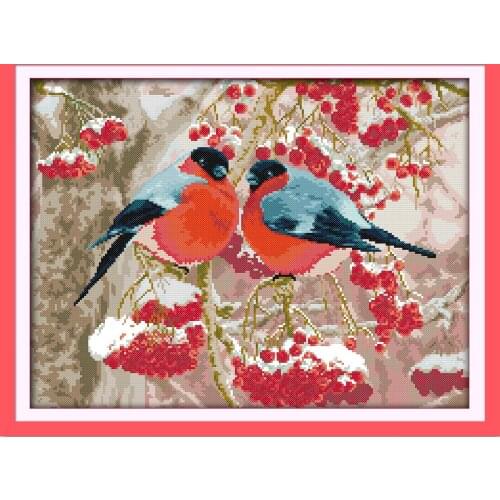 Joy Sunday Bullfinch 11CT Printed Fabric 14CT Canvas Counted Chinese Cross Stitch Kits Cross-stitch set Embroidery Needlework