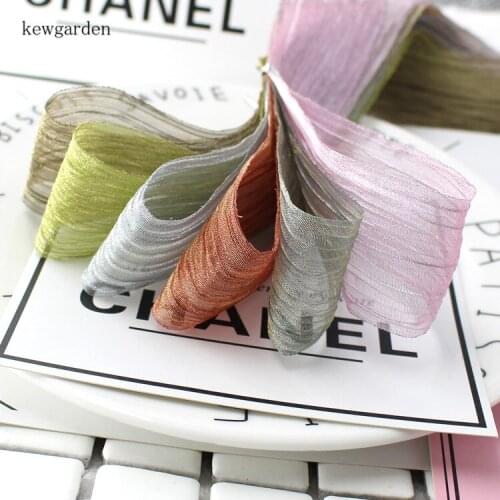 Kewgarden Wrinkle Organza Ribbon 1.5" 38mm Handmade Tape DIY Dress Flower Hair Bowknot Gauze Webbing 10 Yards / Lot