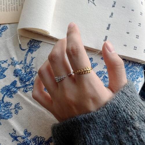 MLKENLY European minimalist hipster 925 sterling silver ring olive leaf shape ring Jewelry design for women cocktail party