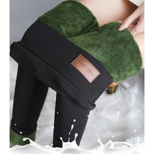 Womens Outer Wear Plus Velvet Leggings Autumn Winter Plush Thickened Black Cotton Pants Spandex Lamb Wool Warm Leggings