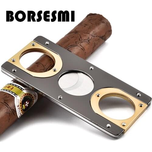 Hot sale Stainless steel cigar scissors portable metal cigar cutter accessories smoking Guillotine cutting knives sharp