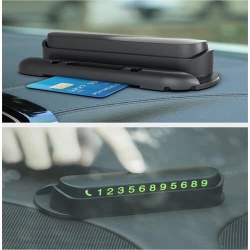 Multi-function Temporary Parking Card Stand Creative Hidden Parking Car Mobile Phone Holder Night Light Number Plate Accessories