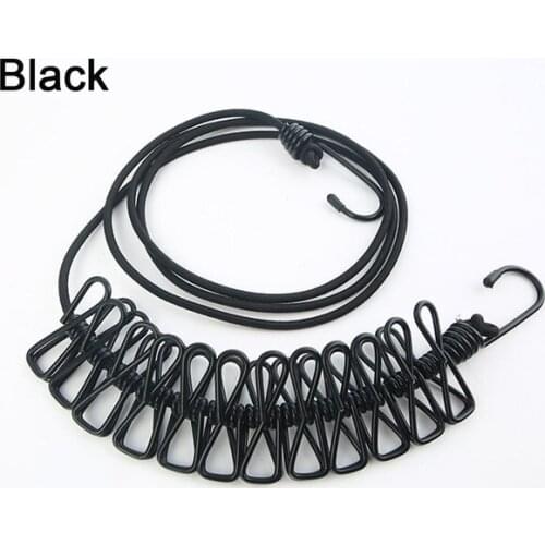 Multifunction 12 Spring Clips Elastic Clothesline Colorful Portable Hanger Drying Rack Rope Travel Camp Accessories