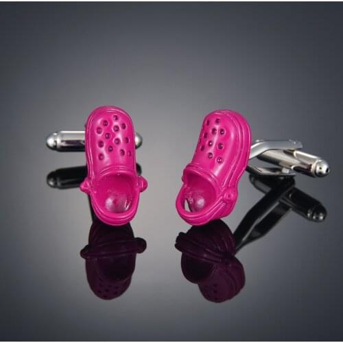 Fashionable red beach shoes, slippers, cufflinks, French long sleeve shirt, studs, shirt accessories, cufflinks