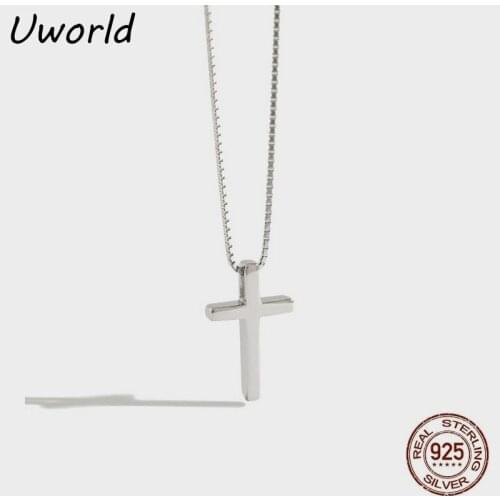 Fashion Design 925 Sterling Silver White Gold Plated Long Cross Pendant Chain Necklace for Women Sterling Silver Jewelry