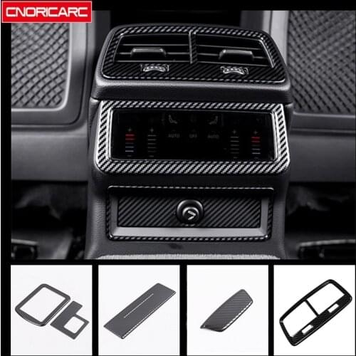 Stainless Steel Rear Air Vents Cover Trim For Audi A6 C8 2019 Carbon Fiber Color Water Cup Holder Panel Decoration Decals