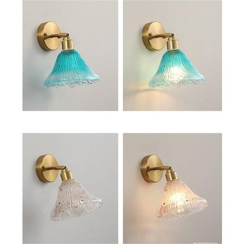Japanese Style Brass Glass Wall Lamp LED Restaurant Kitchen Wall Light Bedroom Living Room Background Wall Home Decoration Lamp