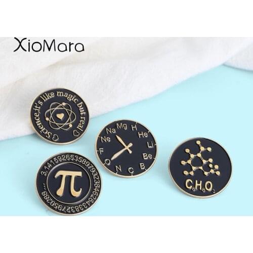 Science Enamel Pin Element Clocks Magic Math Pi Badges Brooches Bag Backpack Accessories Gifts for Student Teacher