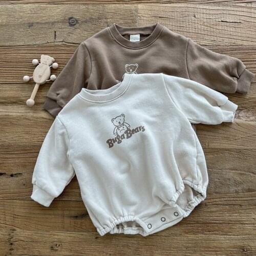 2021 New Baby Girl Long Sleeve Bodysuit Cartoon Bear Print Infant Boys Clothes Toddler Infant Jumpsuit Cotton Newborn Onesie
