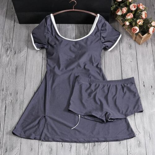 2021 New Women One Piece Swimwear Short Sleeve Swim Beach Dress Summer Sexy Swimsuit Swimming Beachwear Bathing Suit with Shorts