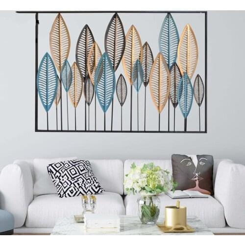 New Chinese Wrought Iron Grass Leaf Wall Hanging Crafts Decoration Home Livingroom Wall Mural Ornaments Hotel Porch Wall Sticker