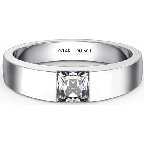 0.5CT 14K White Gold Princess Style Credible G-H Color Moissanite Engagement Ring Authentic Sterling Gold Women Jewelry