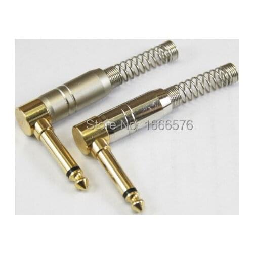 Wholesale 20pcs/lot 1/4" TS RIGHT ANGLE MONO PHONE PLUG CONNECTOR 6.3MM JACK-50011