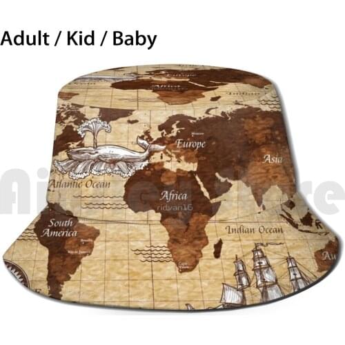 Pirate Bay Secret Map Bucket Hat Adult kid baby Beach Sun Hats World Map Old Map Map Maps History Map Historical Map