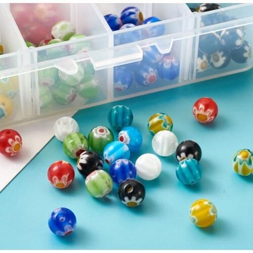 Pandahall 160pcs/box Millefiori Lampwork Beads Loose Spacer Bead for Jewelry Making DIY Bracelet Necklace Handmade Craft