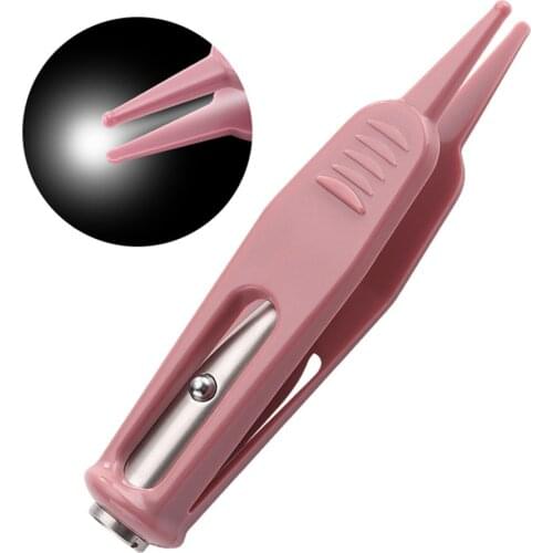 Safety Newborn Ear Forceps Rustproof Nose Cleaning Plastic LED Flashlight Tweezer Clip Navel Baby Care Infant Visible
