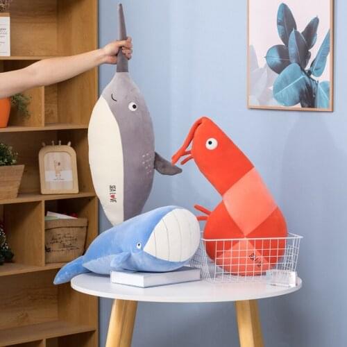 New Sale 70CM Plushie Marine Life Soft Stuffed Animals Dolls Home Decor Plush Sword Shark Lobster Children Toys