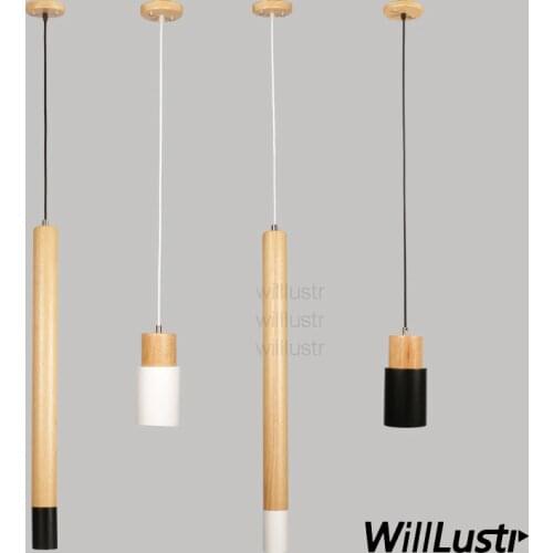 Willlustr cylinder pendant lamp wood plus metal suspension lighting dinning room restaurant hotel villa bar counter spot light